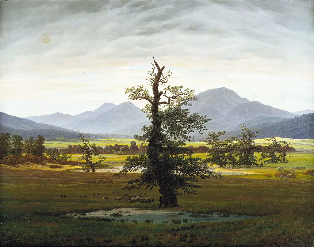 The Lonely Tree in Detail Caspar David Friedrich